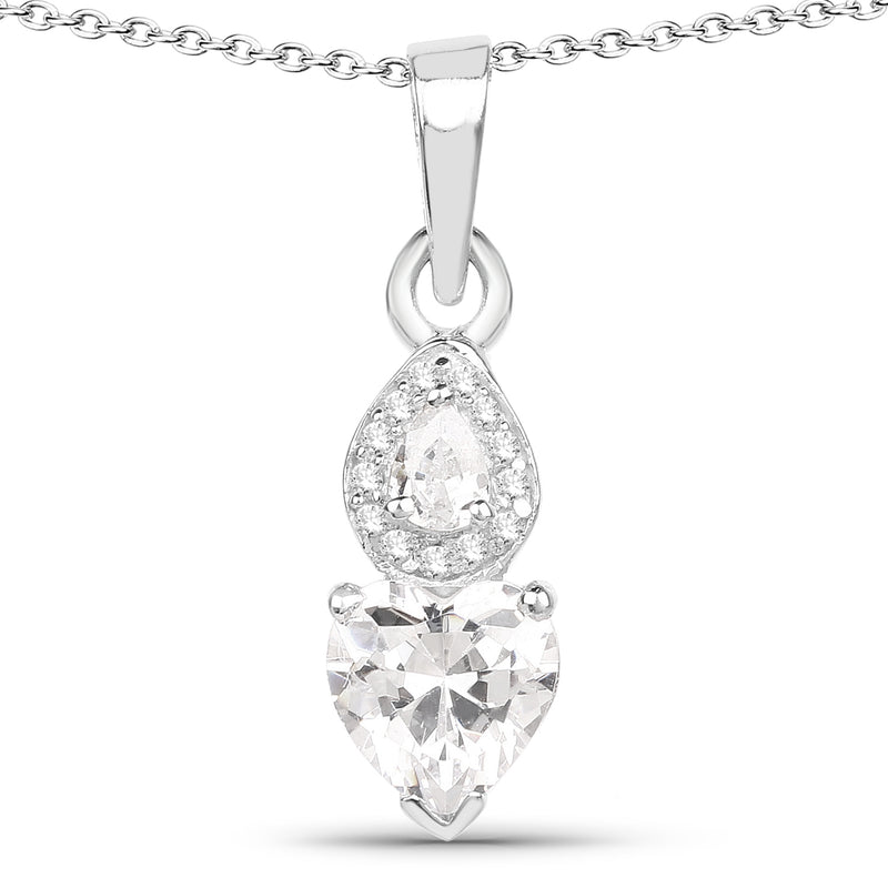 2.57 Carat Genuine White Cubic Zirconia .925 Sterling Silver Pendant