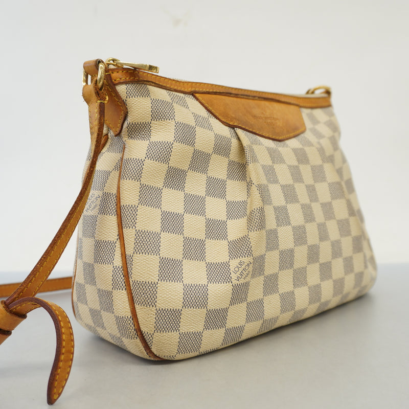 Auth Louis Vuitton Shoulder Bag Damier Azur Siracusa PM N41113