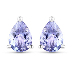 1.30 Carat Genuine Tanzanite .925 Sterling Silver Earrings