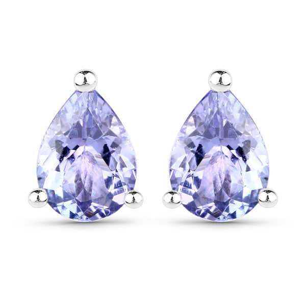 1.30 Carat Genuine Tanzanite .925 Sterling Silver Earrings