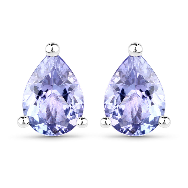 1.30 Carat Genuine Tanzanite .925 Sterling Silver Earrings