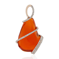 Orange Precious Opals Charm Pendant 18k Rose Gold Diamond Fine Jewelry 7.51ct