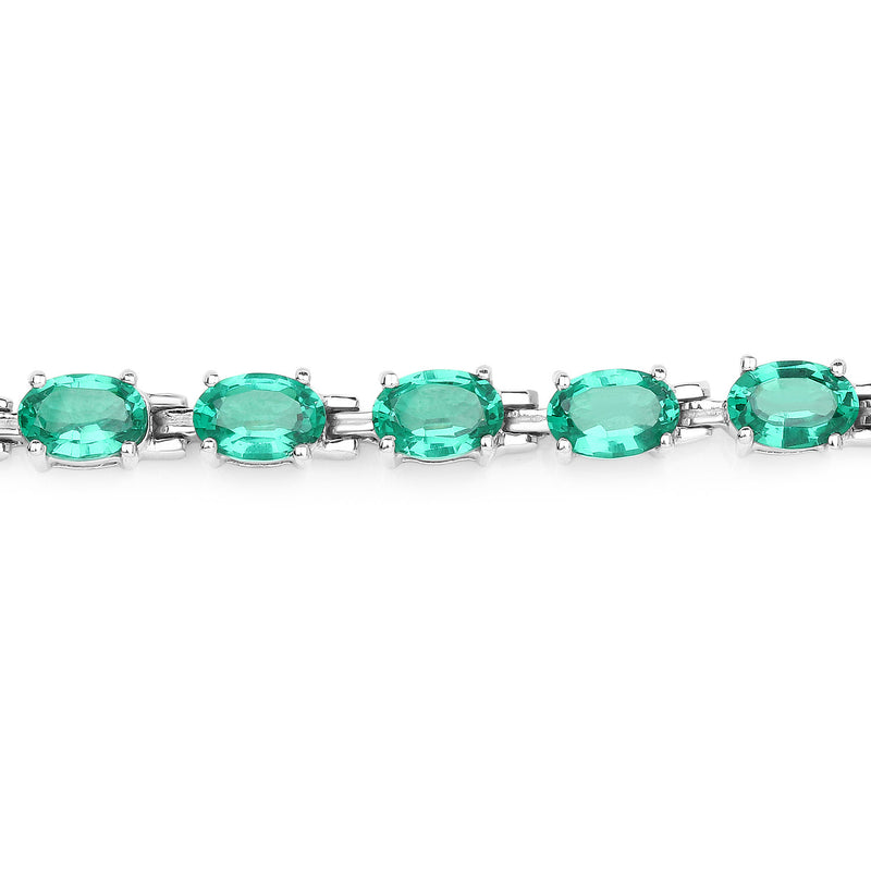 10.50 Carat Created Emerald .925 Sterling Silver Bracelet