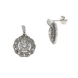 Natural 1.00ct Diamond Dangle Earrings 14KT White Gold