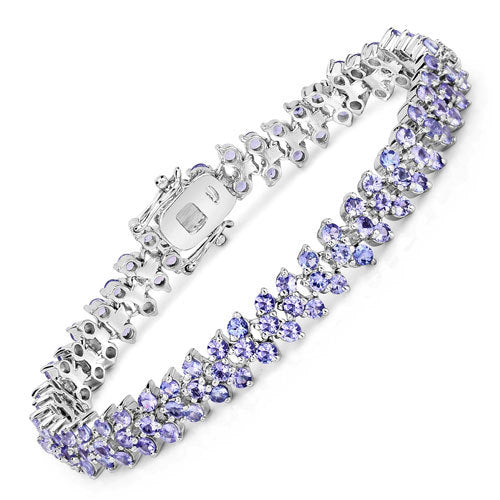 10.08 Carat Genuine Tanzanite .925 Sterling Silver Bracelet