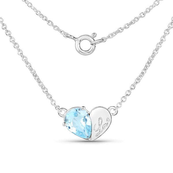 1.90 Carat Genuine Blue Topaz .925 Sterling Silver Pendant