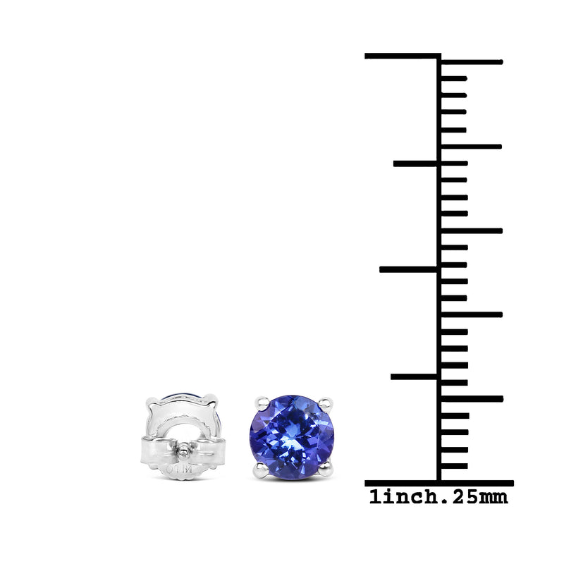 0.94 Carat Genuine Tanzanite 14K White Gold Earrings