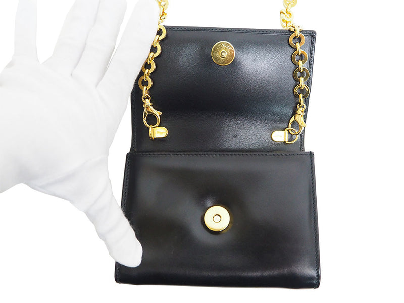 Salvatore Ferragamo Vala Ribbon Chain Shoulder Bag Black
