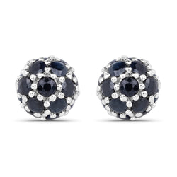 2.52 Carat Genuine Blue Sapphire .925 Sterling Silver Earrings