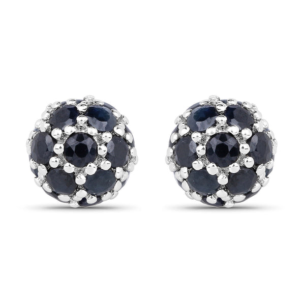 2.52 Carat Genuine Blue Sapphire .925 Sterling Silver Earrings