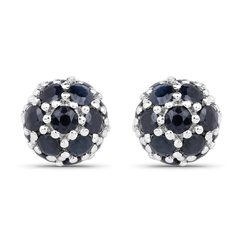 2.52 Carat Genuine Blue Sapphire .925 Sterling Silver Earrings