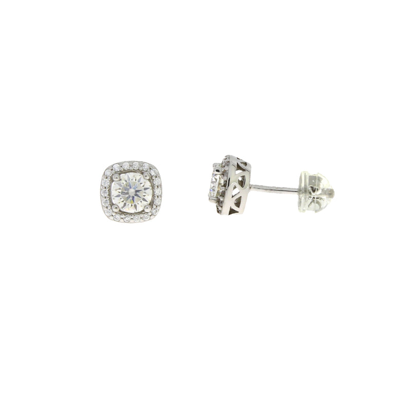 Genuine Moissanite Stud Earrings Sterling Silver