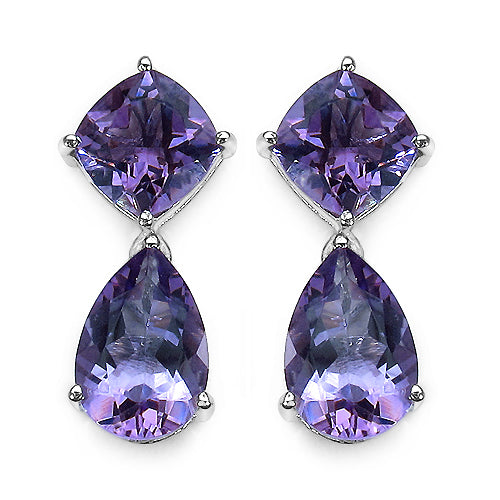 9.19 Carat Genuine Amethyst and 0.01 ct. t.w. Genuine Diamond Accents Sterling Silver Earrings