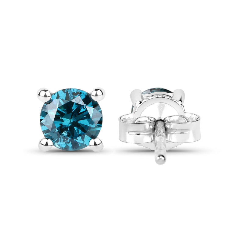 0.51 Carat Genuine Blue Diamond 14K White Gold Earrings