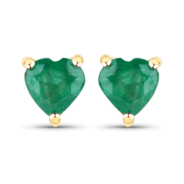 0.90 Carat Genuine Zambian Emerald 14K Yellow Gold Earrings