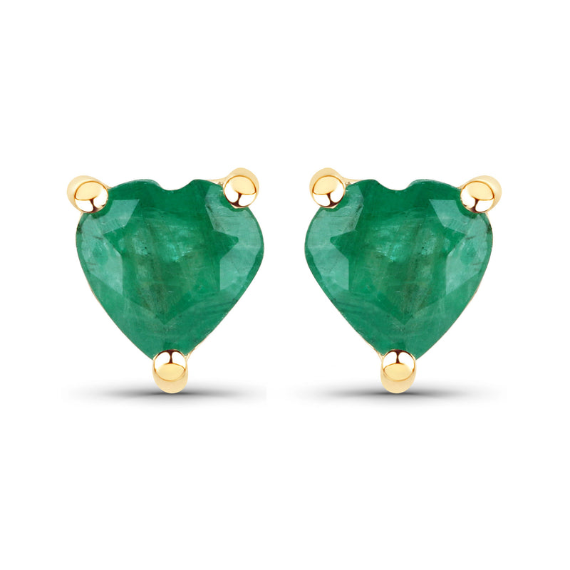 0.90 Carat Genuine Zambian Emerald 14K Yellow Gold Earrings