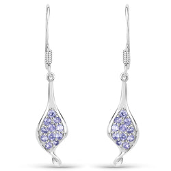 0.75 Carat Genuine Tanzanite .925 Sterling Silver Earrings