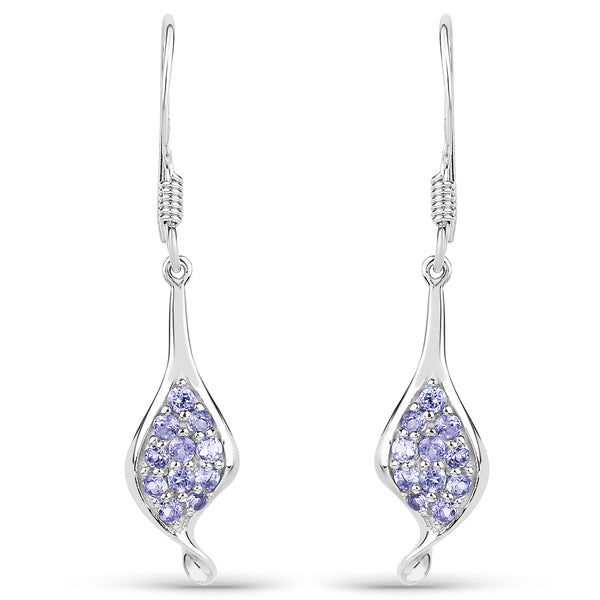 0.75 Carat Genuine Tanzanite .925 Sterling Silver Earrings