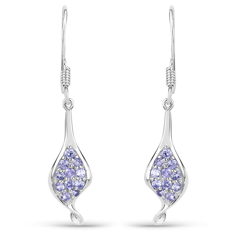 0.75 Carat Genuine Tanzanite .925 Sterling Silver Earrings