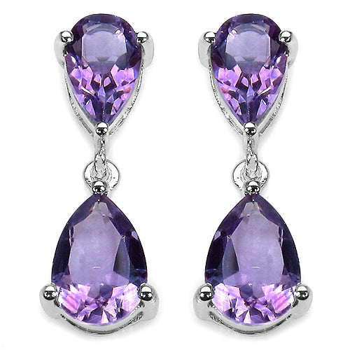 4.90 Carat Genuine Amethyst Sterling Silver Earrings