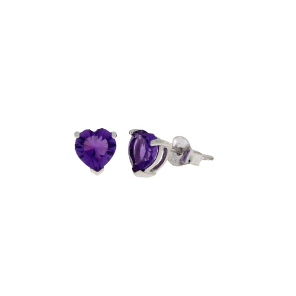 Genuine Amethyst Stud Earrings Sterling Silver