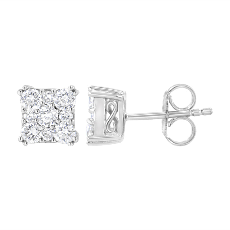 .925 Sterling Silver 1 1/10 cttw Lab Grown Diamond Composite Cluster Earring (F-G Color, VS2-SI1 Clarity)