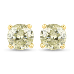 1.15 Carat Genuine LB Diamond 14K Yellow Gold Earrings