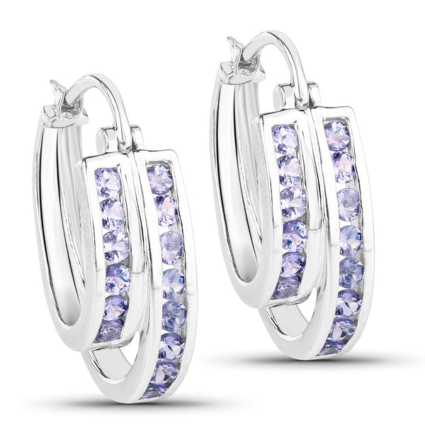 1.40 Carat Genuine Tanzanite .925 Sterling Silver Earrings