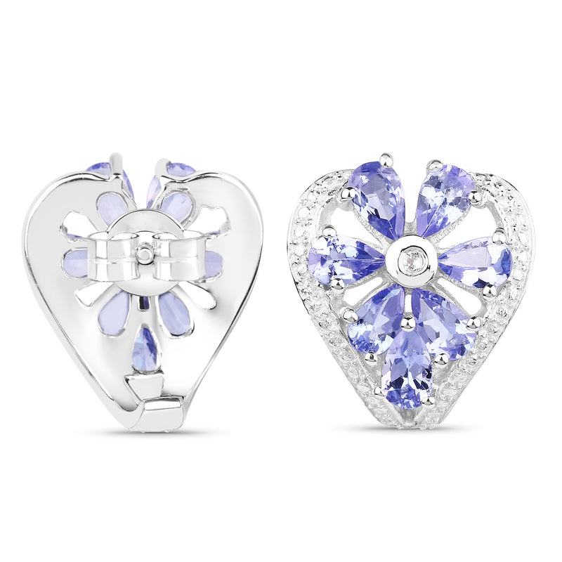 2.97 Carat Genuine Tanzanite & White Topaz .925 Sterling Silver Earrings