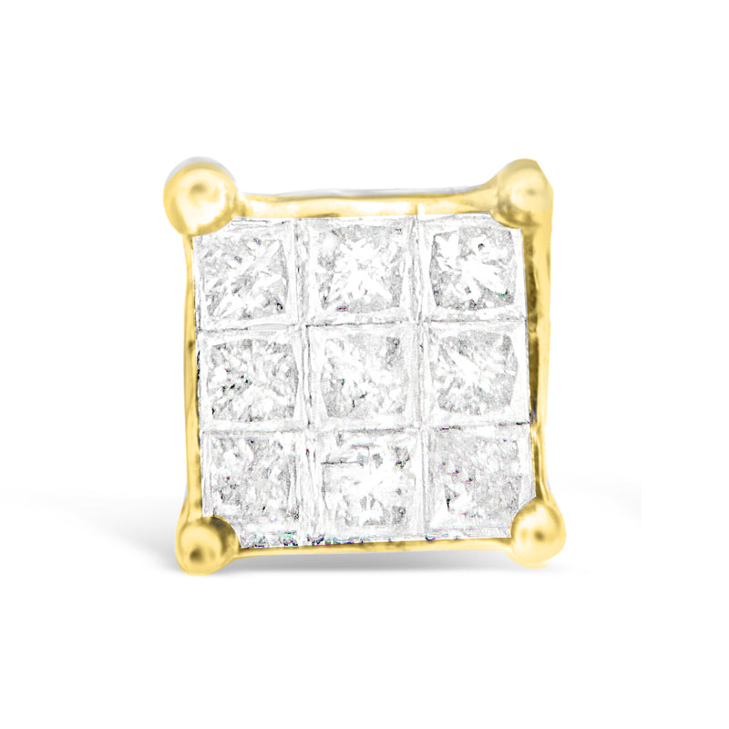 10K Yellow Gold Princess-cut Composite 18-stone Diamond Earrings (0.25 CTTW, J-K color, I2-I3 clarity)