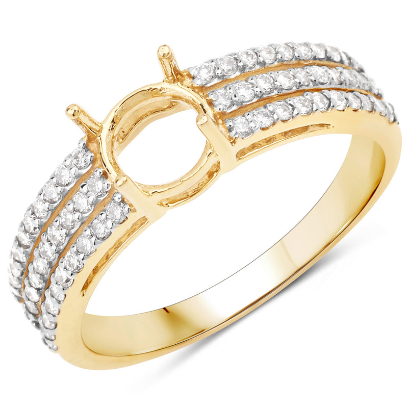 0.36 Carat Genuine White Diamond 14K Yellow Gold Ring (I-J Color, SI Clarity)