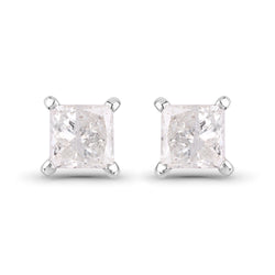 0.82 Carat Genuine White Diamond 14K White Gold Earrings