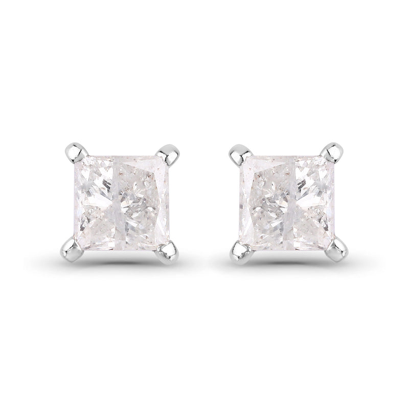 0.82 Carat Genuine White Diamond 14K White Gold Earrings