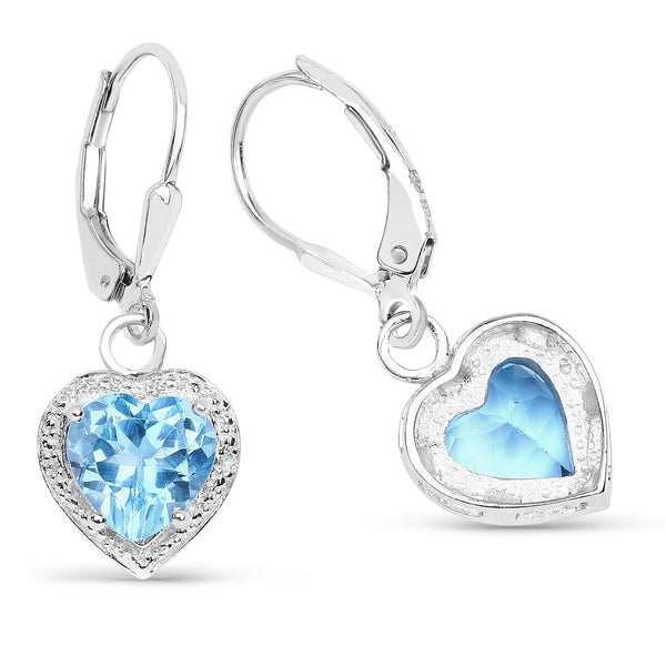 4.20 Carat Genuine Swiss Blue Topaz .925 Sterling Silver Earrings