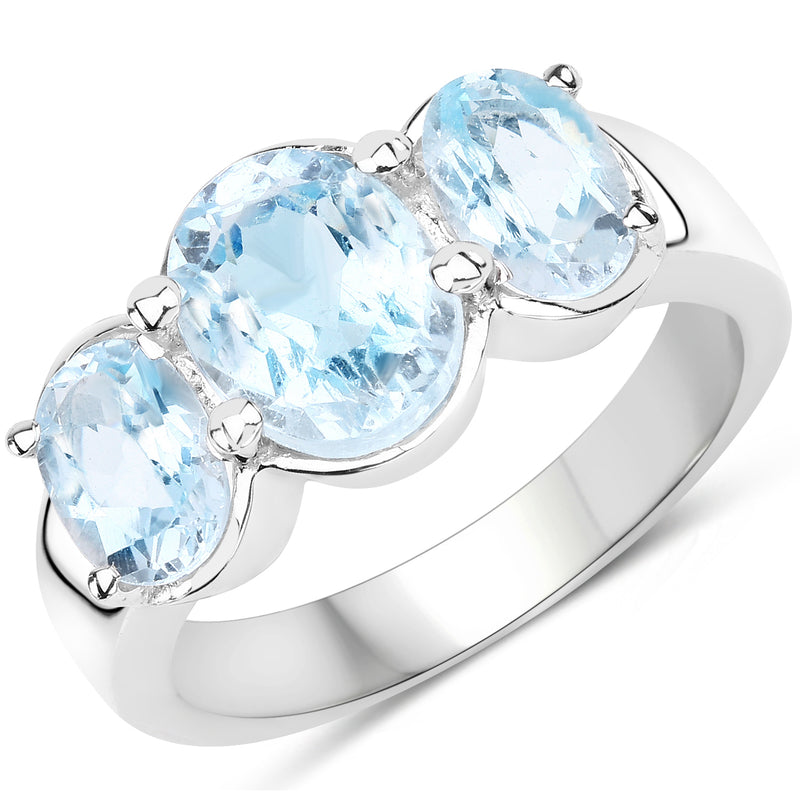 4.40 Carat Genuine  Blue Topaz .925 Sterling Silver Ring