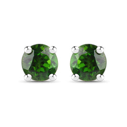 0.46 Carat Genuine Chrome Diopside .925 Sterling Silver Earrings