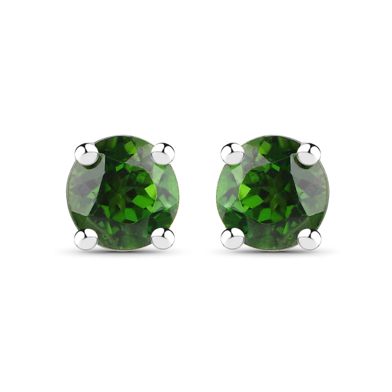 0.46 Carat Genuine Chrome Diopside .925 Sterling Silver Earrings