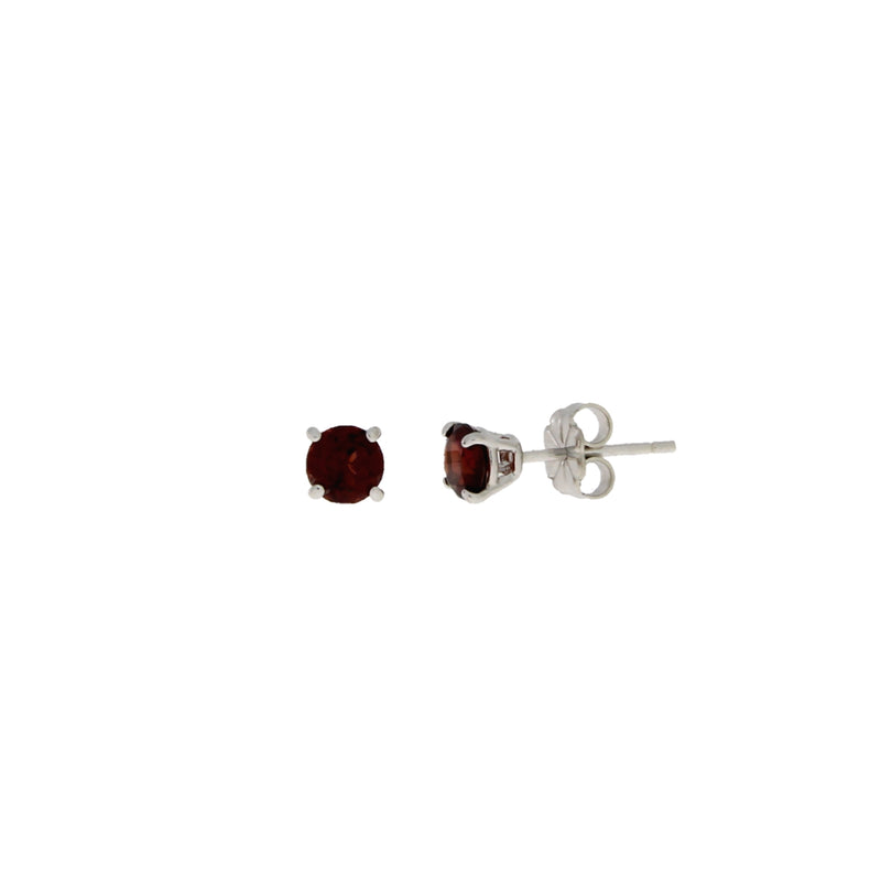 Genuine Garnet Stud Earrings Sterling Silver