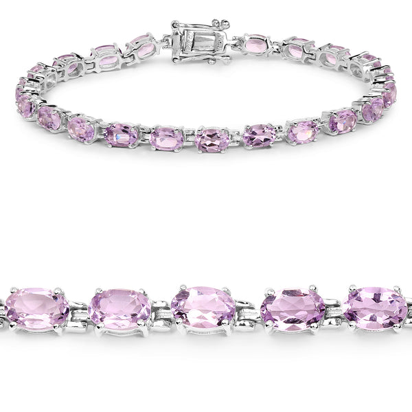 8.60 Carat Genuine Pink Amethyst .925 Sterling Silver Bracelet