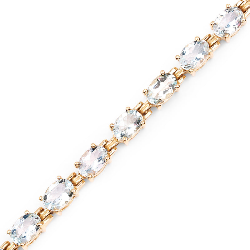 14K Yellow Gold Plated 8.80 Carat Genuine Aquamarine .925 Sterling Silver Bracelet