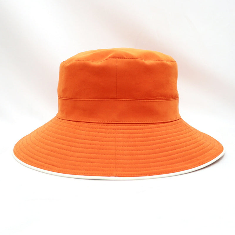 Hermes Lamb Leather Switching Bucket Hat Ladies Orange 58