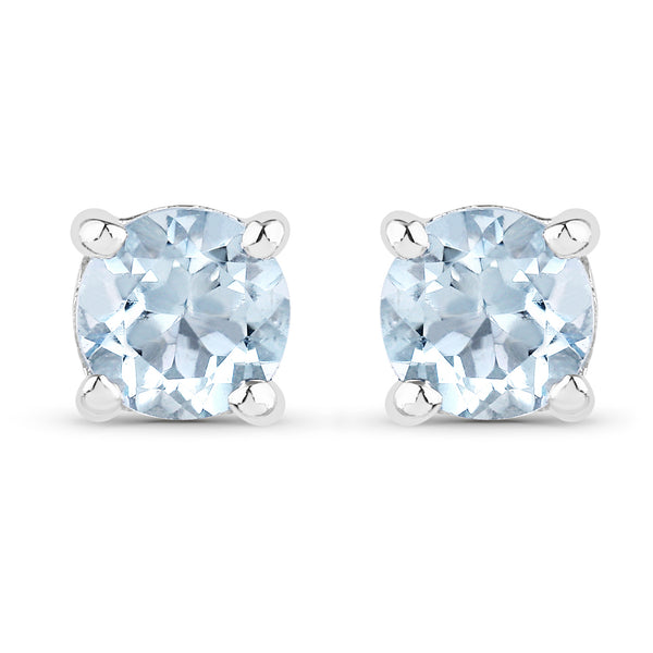 0.44 Carat Genuine Aquamarine .925 Sterling Silver Earrings