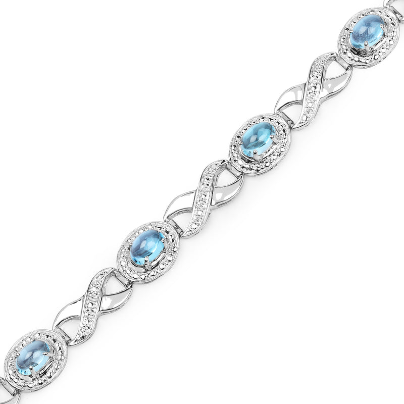 5.60 Carat Genuine Swiss Blue Topaz .925 Sterling Silver Bracelet