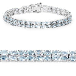 15.60 Carat Genuine Blue Topaz .925 Sterling Silver Bracelet