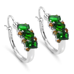 3.06 Carat Genuine Chrome Diopside & Citrine .925 Sterling Silver Earrings