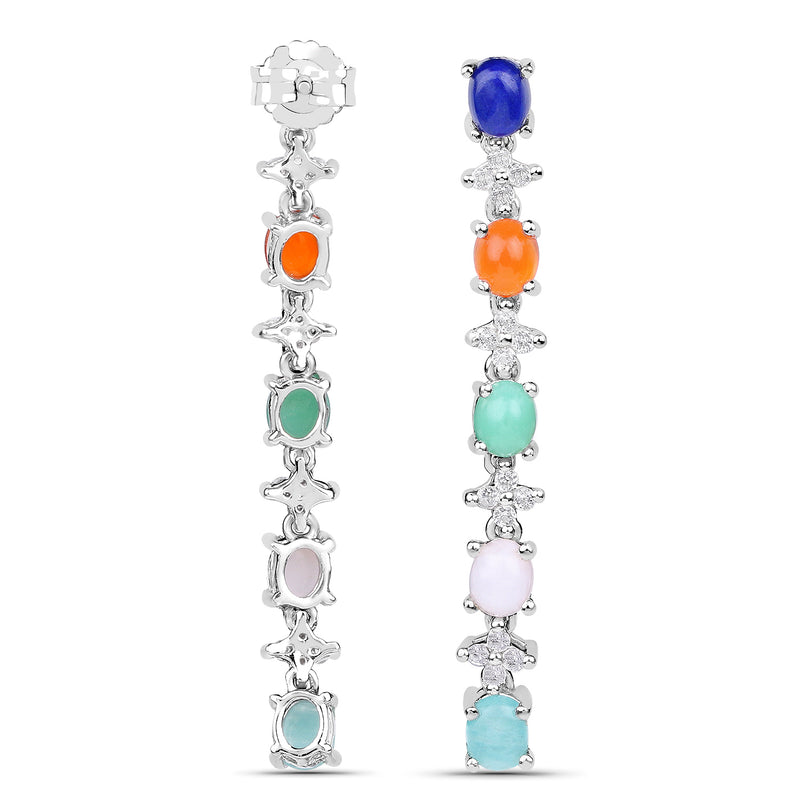 4.40 Carat Genuine Multi Stone .925 Sterling Silver Earrings