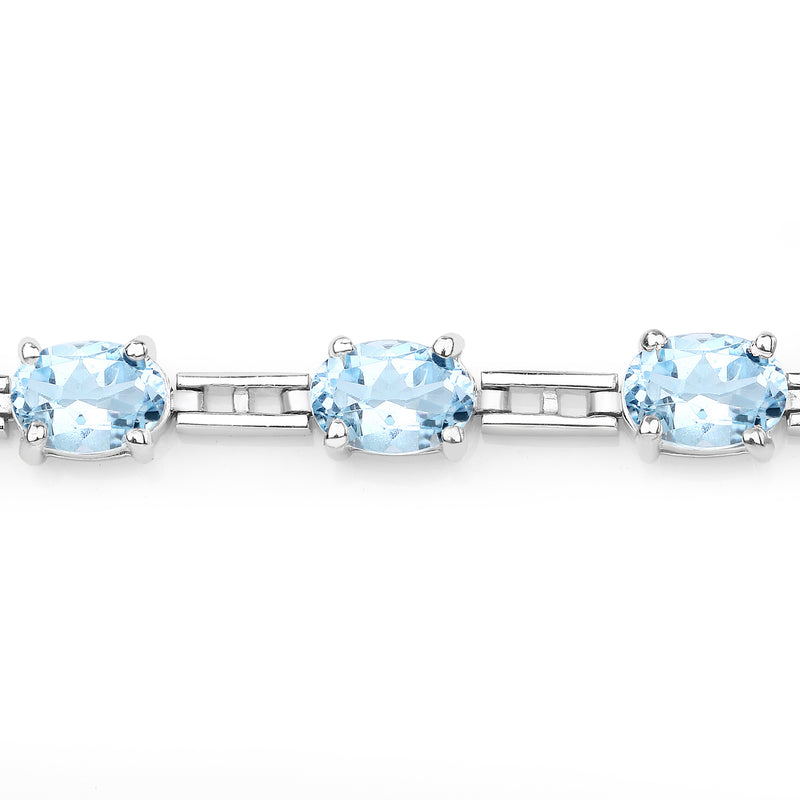 14.25 Carat Genuine Blue Topaz .925 Sterling Silver Bracelet