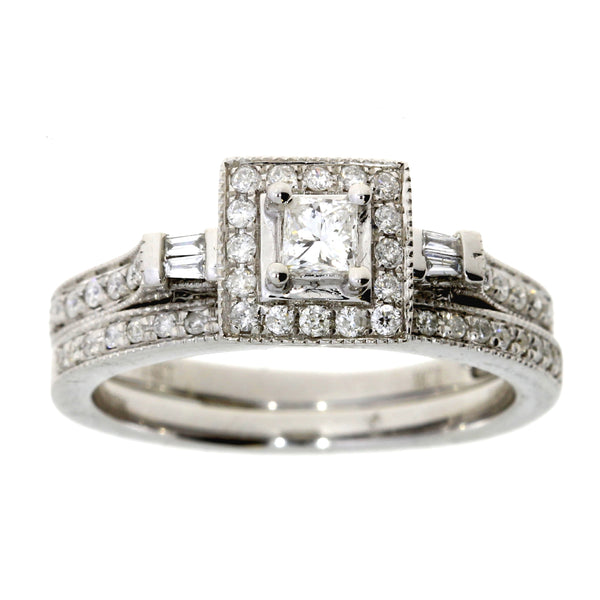 .60ct Diamond Engagement Ring Set 14KT White Gold