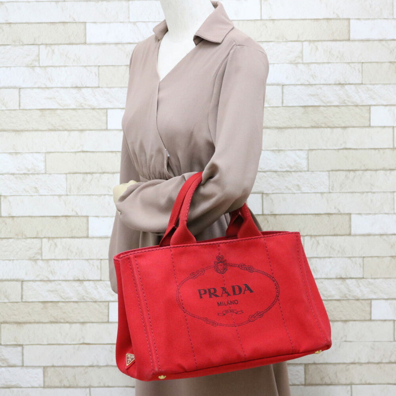 Prada Handbag Shoulder Bag Kanapatoto Red Ladies Canvas