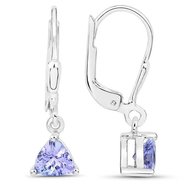 0.86 Carat Genuine Tanzanite .925 Sterling Silver Earrings